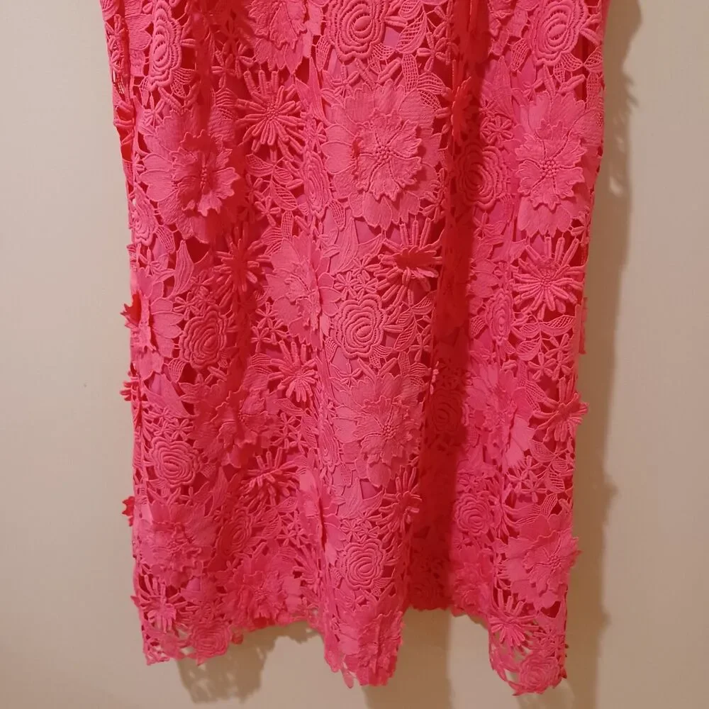 Tuckernuck Guipure Lace Blythe Sleeveless Floral Dress Pink Size L Preppy Party - Picture 6 of 10